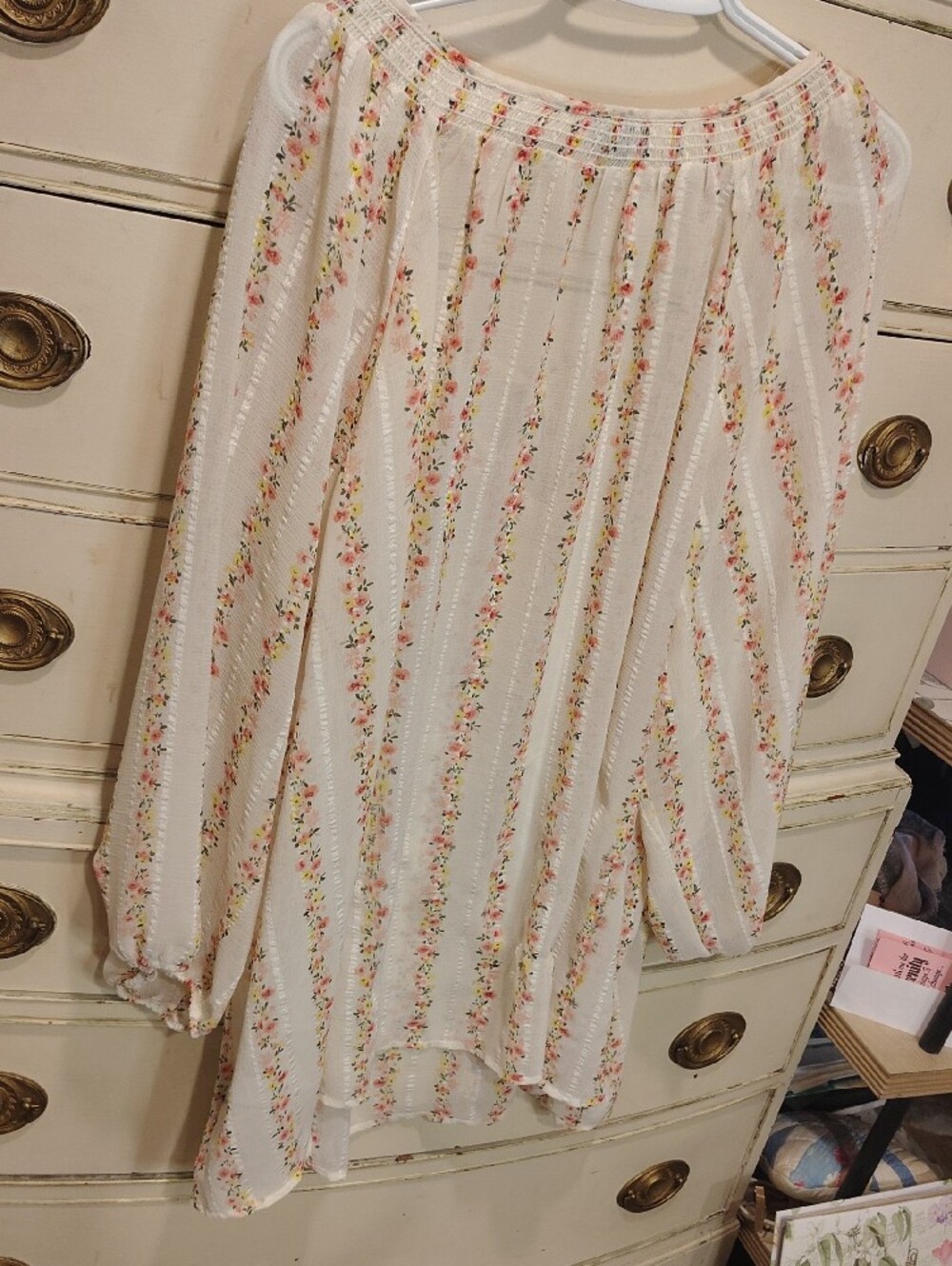 torrid White Floral Stripe Peasant Tunic - Picture 7 of 9